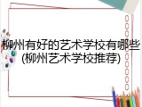 柳州有好的艺术学校有哪些(柳州艺术学校推荐)