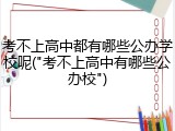 考不上高中都有哪些公办学校呢("考不上高中有哪些公办校")