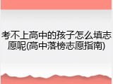 考不上高中的孩子怎么填志愿呢(高中落榜志愿指南)