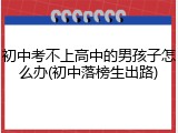 初中考不上高中的男孩子怎么办(初中落榜生出路)