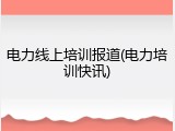 电力线上培训报道(电力培训快讯)