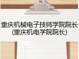 重庆机械电子技师学院院长(重庆机电学院院长)