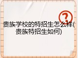 贵族学校的特招生怎么样(贵族特招生如何)
