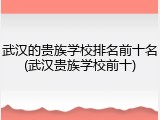 武汉的贵族学校排名前十名(武汉贵族学校前十)