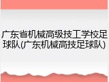 广东省机械高级技工学校足球队(广东机械高技足球队)