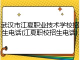 武汉市江夏职业技术学校招生电话(江夏职校招生电话)