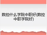 数控什么学院中职好(数控中职学院好)