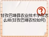 甘孜巴塘县农业技术学校怎么样(甘孜巴塘农校如何)