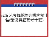 武汉艺考舞蹈培训机构前十名(武汉舞蹈艺考十强)