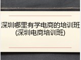 深圳哪里有学电商的培训班(深圳电商培训班)