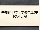 宁夏化工技工学校电话(宁化校电话)