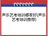 声乐艺考培训哪家好(声乐艺考培训推荐)
