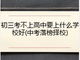 初三考不上高中要上什么学校好(中考落榜择校)