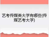 艺考传媒类大学有哪些(传媒艺考大学)