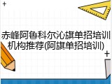 赤峰阿鲁科尔沁旗单招培训机构推荐(阿旗单招培训)