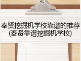 奉贤挖掘机学校靠谱的推荐(奉贤靠谱挖掘机学校)