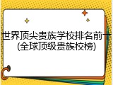 世界顶尖贵族学校排名前十(全球顶级贵族校榜)