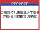 合川数控机床培训班学费多少钱(合川数控培训学费)