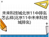 未来科技城北京11中排名怎么样(北京11中未来科技城排名)