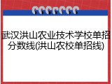 武汉洪山农业技术学校单招分数线(洪山农校单招线)