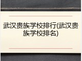 武汉贵族学校排行(武汉贵族学校排名)
