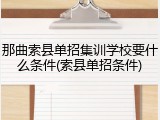 那曲索县单招集训学校要什么条件(索县单招条件)