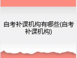 自考补课机构有哪些(自考补课机构)