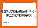 前郭尔罗斯挖机培训学校有哪些(前郭挖机学校)