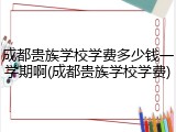 成都贵族学校学费多少钱一学期啊(成都贵族学校学费)