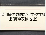 保山腾冲县的农业学校在哪里(腾冲农校地址)