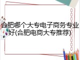 合肥哪个大专电子商务专业好(合肥电商大专推荐)