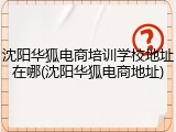 沈阳华狐电商培训学校地址在哪(沈阳华狐电商地址)