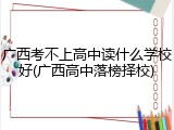 广西考不上高中读什么学校好(广西高中落榜择校)