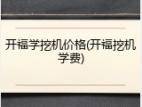 开福学挖机价格(开福挖机学费)