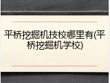 平桥挖掘机技校哪里有(平桥挖掘机学校)