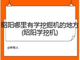 昭阳哪里有学挖掘机的地方(昭阳学挖机)