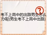 考不上高中的出路男生怎么办呢(男生考不上高中出路)