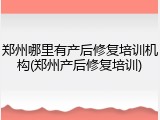 郑州哪里有产后修复培训机构(郑州产后修复培训)