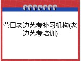 营口老边艺考补习机构(老边艺考培训)