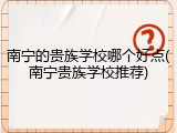 南宁的贵族学校哪个好点(南宁贵族学校推荐)