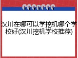 汉川在哪可以学挖机哪个学校好(汉川挖机学校推荐)