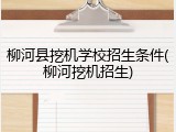 柳河县挖机学校招生条件(柳河挖机招生)