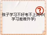 孩子学习不好考不上高中(学习差难升学)