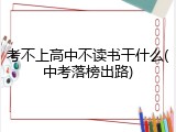 考不上高中不读书干什么(中考落榜出路)