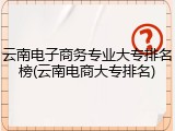 云南电子商务专业大专排名榜(云南电商大专排名)