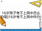 16岁孩子考不上高中怎么办呢(16岁考不上高中咋办)