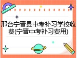 邢台宁晋县中考补习学校收费(宁晋中考补习费用)