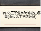 山东化工职业学院地址在哪里(山东化工学院地址)