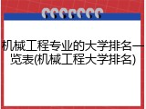 机械工程专业的大学排名一览表(机械工程大学排名)