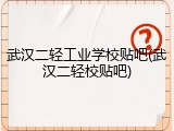 武汉二轻工业学校贴吧(武汉二轻校贴吧)